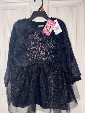 Disney Black Faux Fur Minnie Mouse Tulle Dress